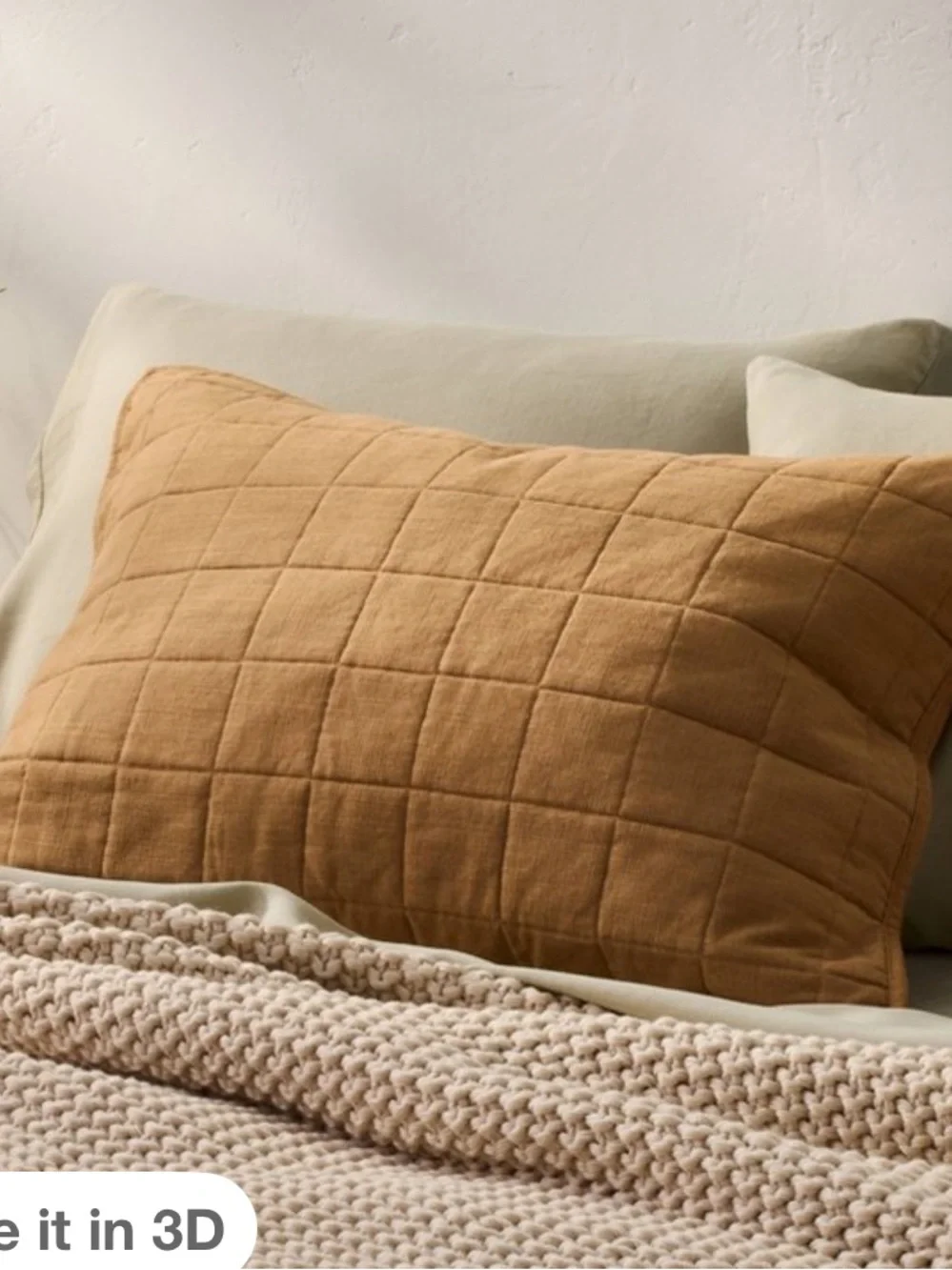 Casaluna Set of 2 Standard Warm Brown Heavyweight Linen Blend Shams 20” x 26”